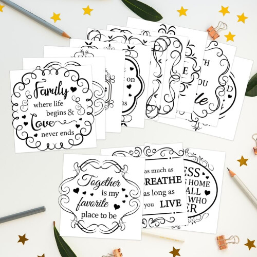 Vintage Rub-on Transfers Damask Border Letters 12 pcs 2
