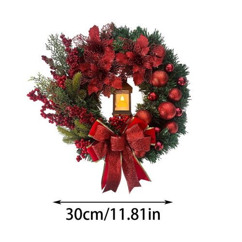 Guirlanda de Natal artificial iluminada com laço 2024 2