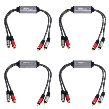 4X Aislador de Audio RCA de 2 Vías, Filtro de Ruido de Audio, Eliminador de Ruido de Corriente de Audio RCA, Aislador, Reductor de Ruido de Señal de