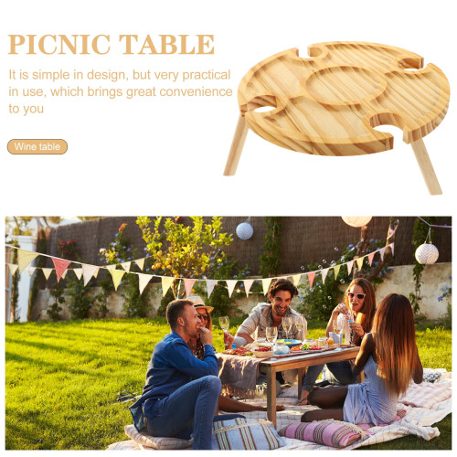 Wooden Outdoor Wine Table Foldable Portable Picnic Table 2