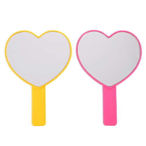 Heart-Shaped Hand Mirror ABS Orange Makeup Mirror 2 pcs 2
