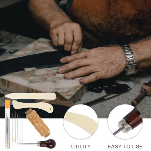 Δερμάτινα εργαλεία DIY Κιτ εργασίας Θήκες βιβλίων Σουβλί βελόνες ραψίματος 2