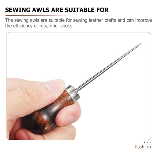 Leather awl wooden handle 2 pcs 1