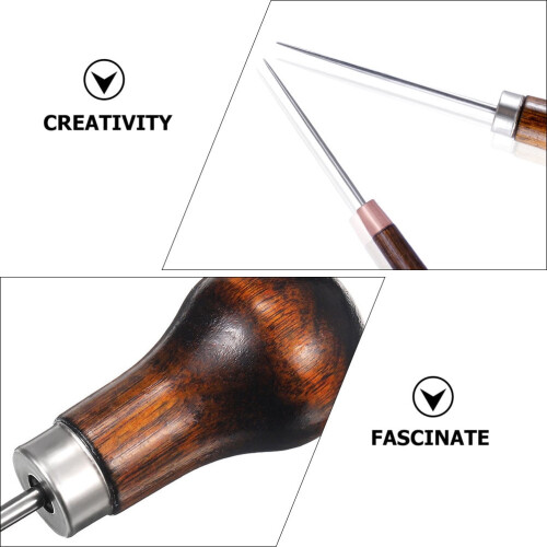 Leather awl wooden handle 2 pcs 2