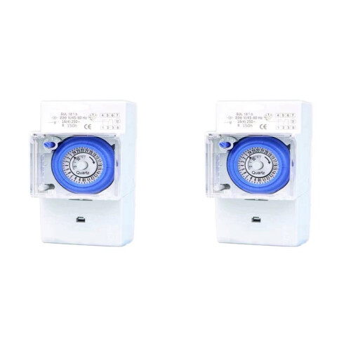 2X Mechanical Timer 24 Hours   Relay Electrical Programmable Timer 24 Hour SUL181H Din Rail Timer