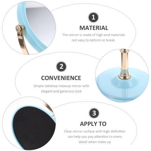 Round portable desk mirror double-sided gold-plated plastic 2