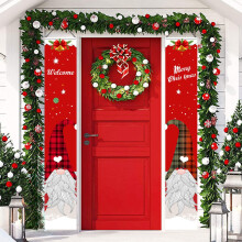 Decoraciones navideñas en liquidación de Quinlirra - Decoración navideña Pancarta MERRY GRINCHMAS - Letrero navideño para puerta de porche