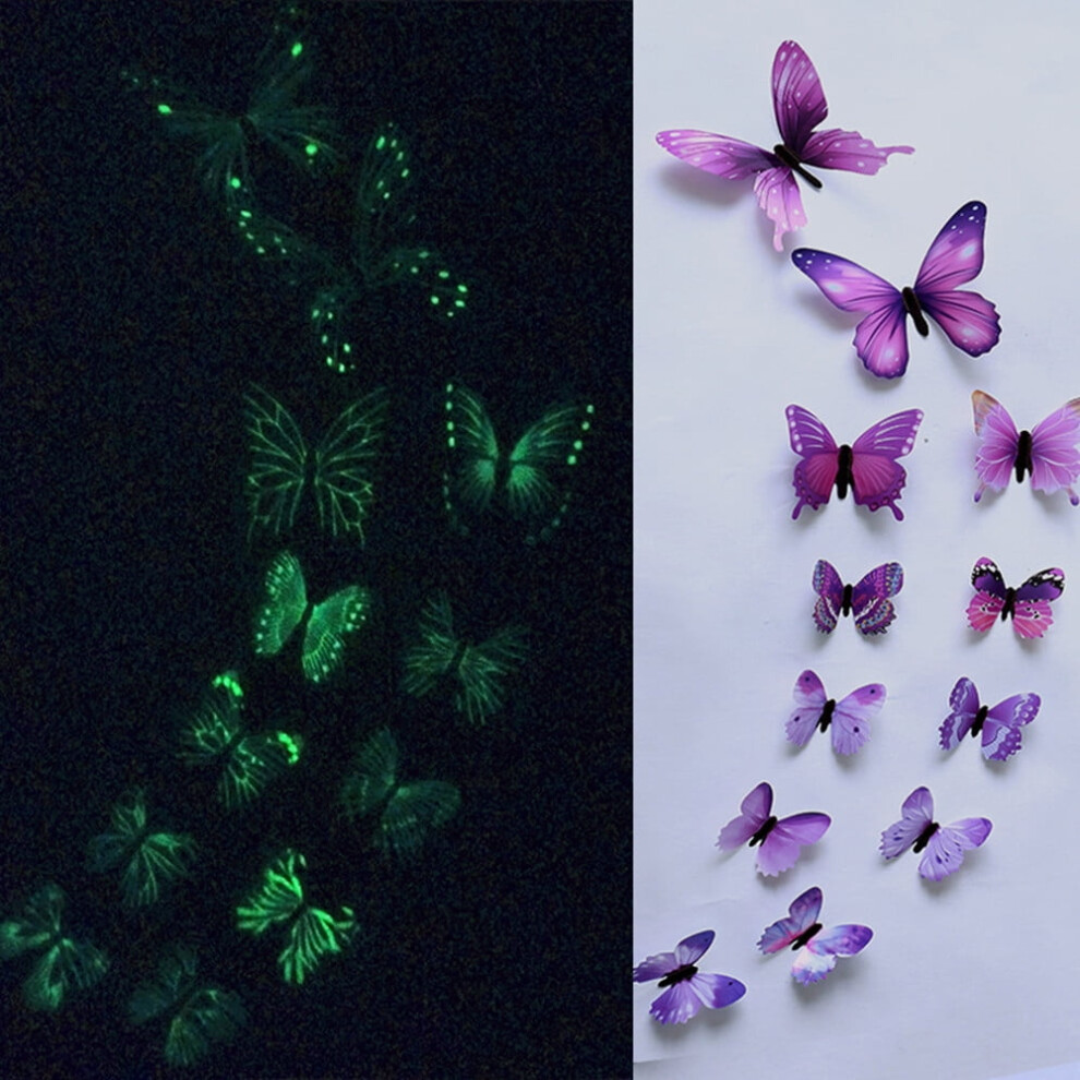 Luminous Butterfly Wall Decals Pp Magnetic 12Pcs 908436228756