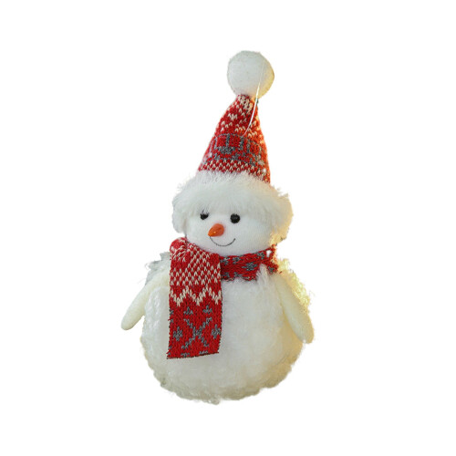 Snowman Pendant Ornament Red White Plush Scarf