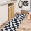 Modern Checkered Runner Rug Black 2 ft x 6 ft 3