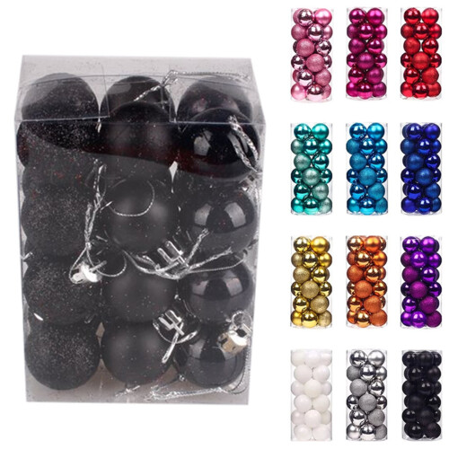 Black Christmas Ornaments Balls 24 pcs 2
