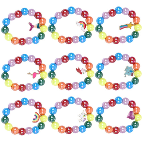 Set di 9 ciondoli per braccialetti per bambini con perline arcobaleno 1