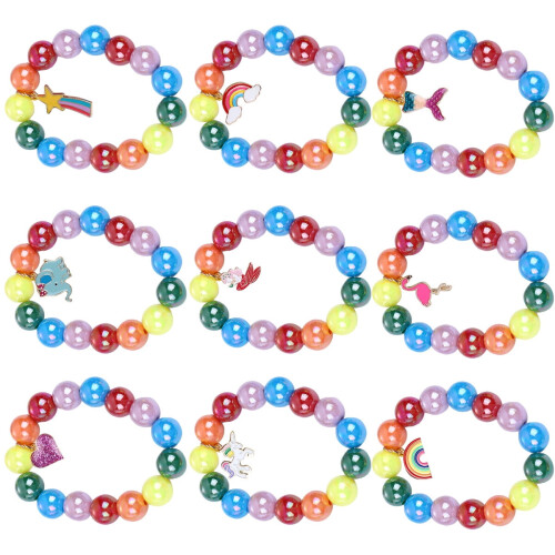 Set di 9 ciondoli per braccialetti per bambini con perline arcobaleno 2