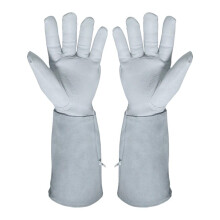 Leather Gardening Gloves with Forearm Protection for Rose Pruning, Long Elbow Length Floral Gauntlet S