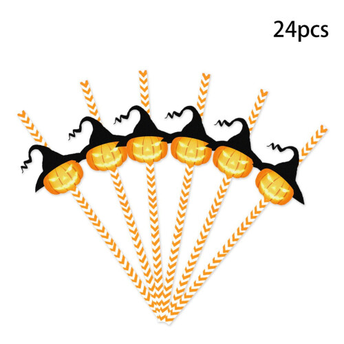 Halloween Straws Skull Spider Design 24Pcs