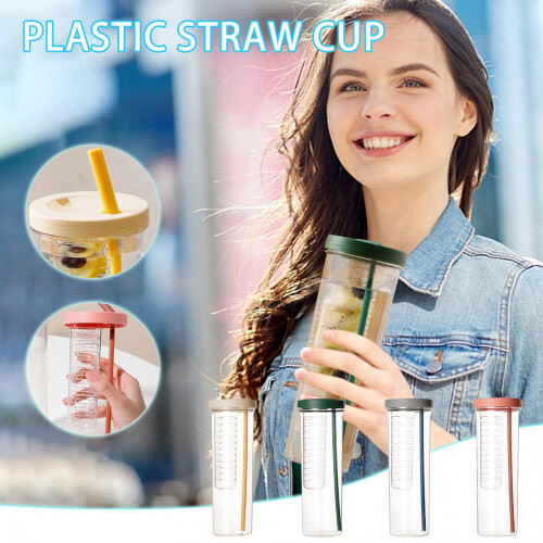 Plastic waterbeker met rietje, hittebestendig, 1 stuk 1