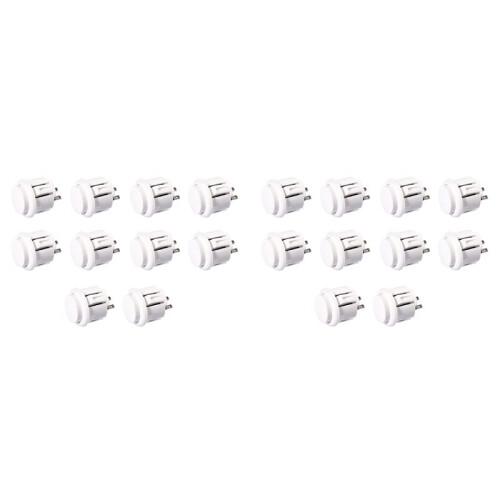 20 Pcs Arcade Buttons 24Mm Responsive Arcade Buttons for Gaming Enthusiasts White
