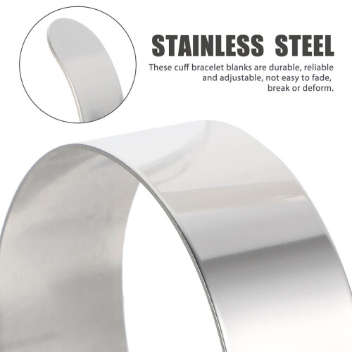 Læderarmbånd i rustfrit stål, blank armring, 8 stk. 1