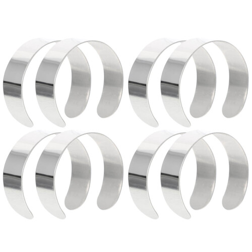 Læderarmbånd i rustfrit stål, blank armring, 8 stk. 2