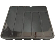 Organisateur de couverts avec couvercle, plateau à couverts en plastique à 6 compartiments pour tiroir de cuisine et plan de travail, boîte de