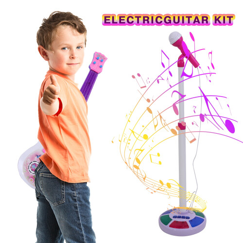 Conjunto de guitarra elétrica de brinquedo com microfone para crianças 1