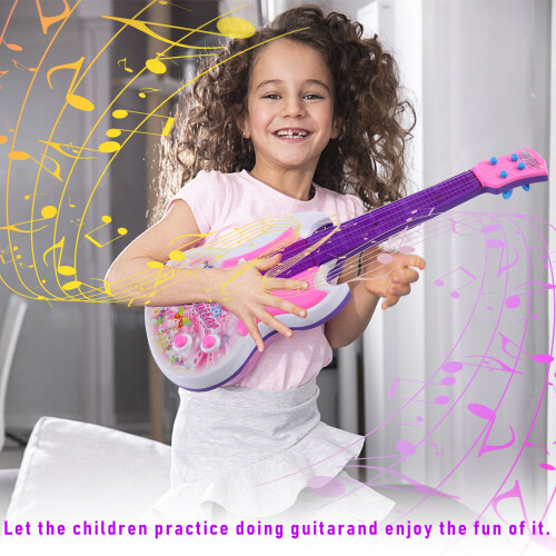 Conjunto de guitarra elétrica de brinquedo com microfone para crianças 2