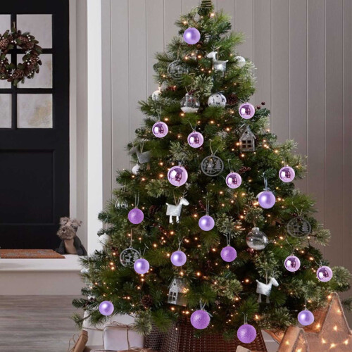 Christmas Tree Ornament Pendant 24PCS Purple 6cm 2
