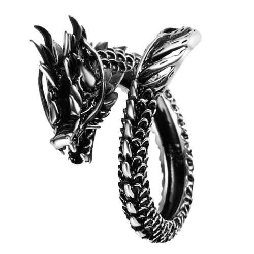 Μεταλλικό δαχτυλίδι ανδρικό Vintage Dragon Open Ring με ρυθμιζόμενο δαχτυλίδι 1