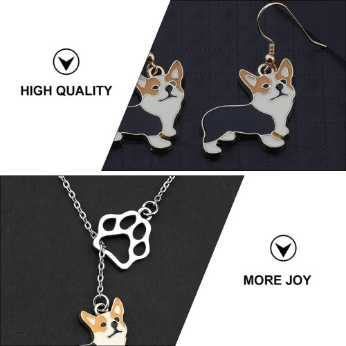 Σετ κολιέ και σκουλαρίκια Corgi με διακόσμηση από κράμα αλουμινίου 2