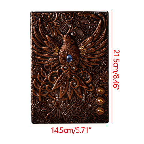 Leather Writing Journal A5 Embossed Phoenix 100 Lined Pages 1