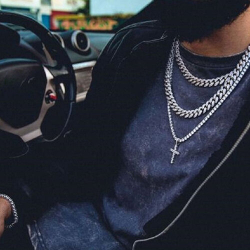 Κολιέ Cuban Link με στρας για άνδρες 2