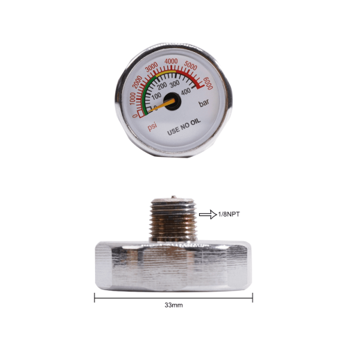Μανόμετρο πίεσης αερίου 33mm 6000PSI 1/8NPT πίσω αξονικά 1