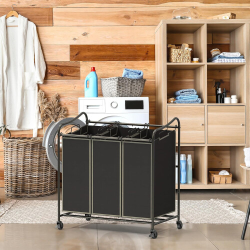 Wäschesortierwagen, robust, dunkelgrau, 3-Sack-Aufsatz 1