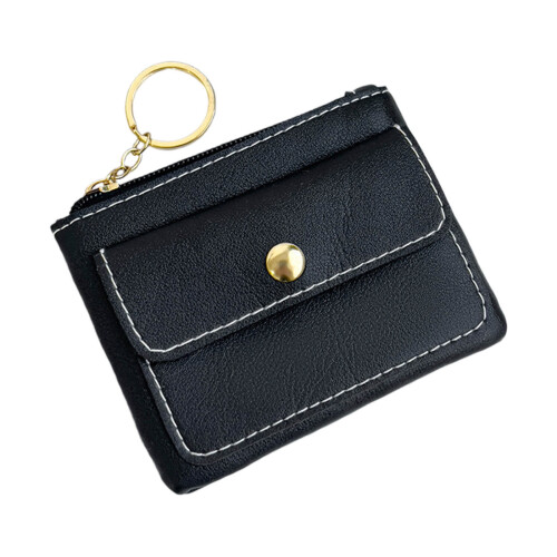 Bolsa feminina preta mini casual com porta-moedas e compartimento para celular. 1