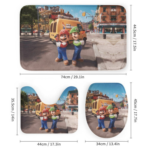 Σετ κουρτίνας ντους Mario με αντιολισθητικό χαλάκι μπάνιου και τουαλέτα 2