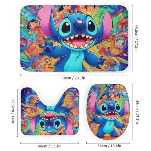 Σετ Κουρτινών Μπάνιου Stitch Family Μαύρες 72x72in4 τεμάχια 2