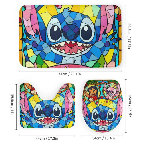 Σετ κουρτινών μπάνιου Stitch Family, μαύρο, 72x72 ίντσες, 4 τεμάχια 2
