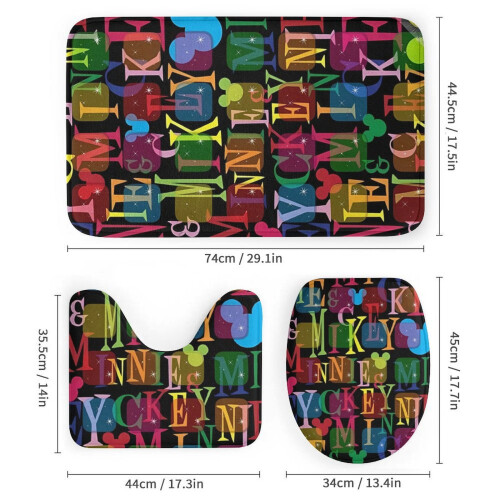 Ensemble rideau de douche Mickey avec tapis de bain antidérapant et 2