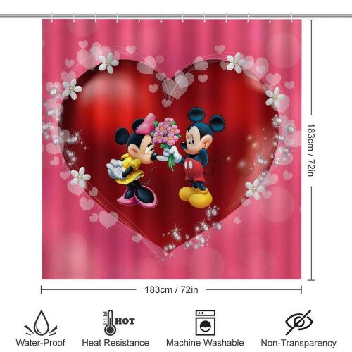 Rodinný sprchový záves Mickey s protišmykovými koberčekmi a 1
