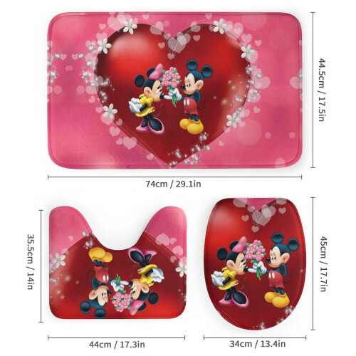 Rodinný sprchový záves Mickey s protišmykovými koberčekmi a 2