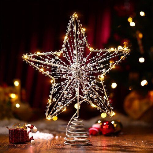 Décoration de sapin étoile pailletée argentée (1 pièce) 2