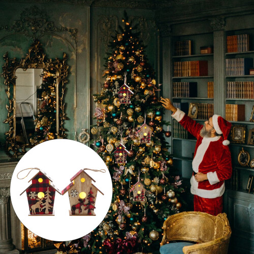 Casetta di Natale in legno (2 pezzi) 2