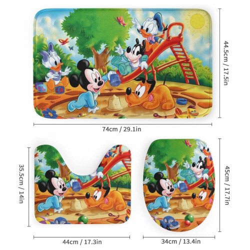 Σετ κουρτινών μπάνιου Mickey family με αντιολισθητικό χαλάκι μπάνιου και 2