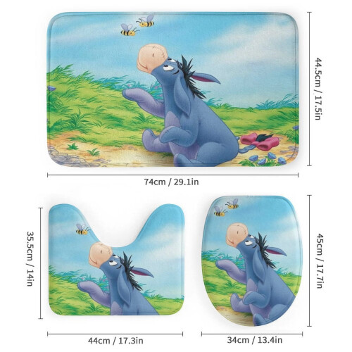Σετ μπάνιου Eeyore αντιολισθητικά χαλιά, κάλυμμα τουαλέτας, κάλυμμα ντους 2