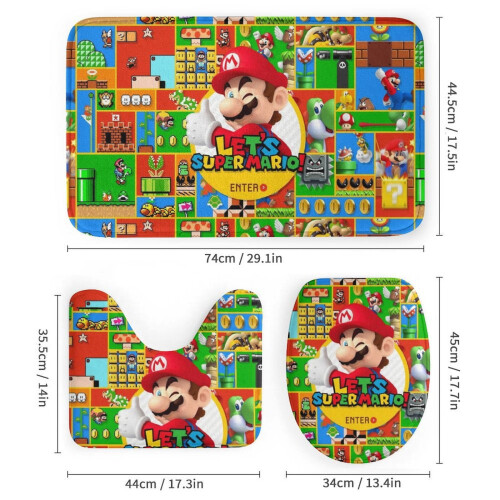 Σετ μπάνιου Mario με αντιολισθητικά χαλιά και κουρτίνα ντους 2