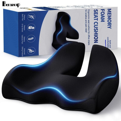 Almofada de assento em espuma viscoelástica antiderrapante e ergonômica para escritório. 1