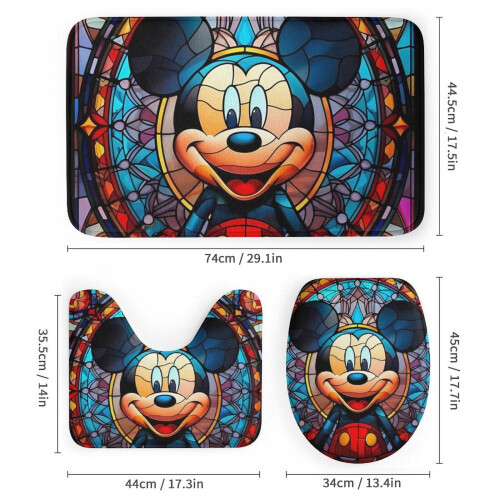Ensemble rideau de douche Mickey avec tapis de bain antidérapant et 2