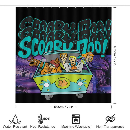Ensemble rideau de douche Scooby-Doo avec tapis de bain antidérapant et 1