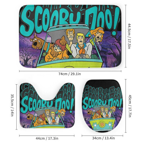 Ensemble rideau de douche Scooby-Doo avec tapis de bain antidérapant et 2