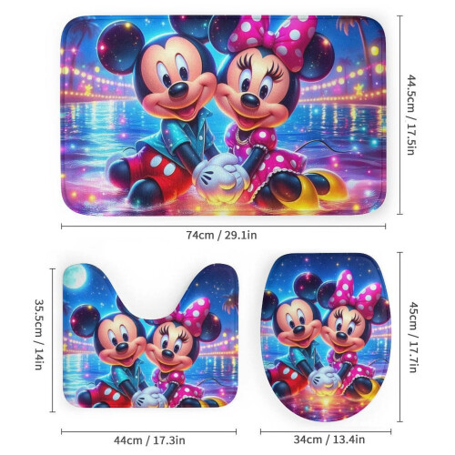 Ensemble rideau de douche Mickey avec tapis de bain antidérapant et 2
